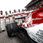 Alfa Romeo at GP number 1000 with a livery that celebrates Nino Farina's win at the first Formula One race - Silverstone 1950 - on Alfa Romeo 158
